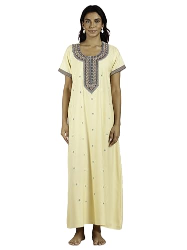 Image of 9shines Label Stylish Alpine Nighty Maxi for Women | Full Length Trendy Nightgown | Premium Nightdress | Nightwear | Heavy Embroidery Nighty with Pockets(2891)
