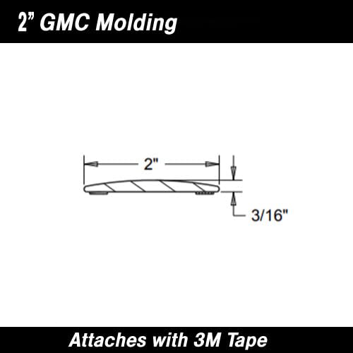 Cowles Universal 2\" x 18\' Chrome with Clear PVC Overlay Squared Body Molding fits GMC (Without Die Cut Ends)