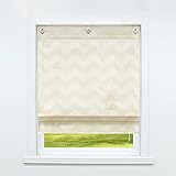 CORLIF Raffrollo ohne Bohren Raffgardinen mit U-Haken Ösenrollo Halbtransparente Raffgardine für Wohnzimmer Jacquardmuster mit elektrischer Welle-Raffrollos Beige BxH 140x140cm 1 Stück