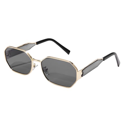 Lunettes de soleil rétro rectangulaires en métal noir de finition premium