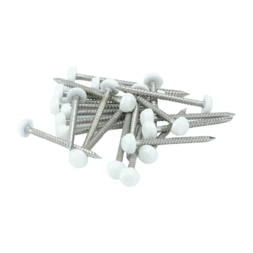 UPVC Polytop - Clavos de acero inoxidable A4 (30 mm, 50 unidades), color blanco