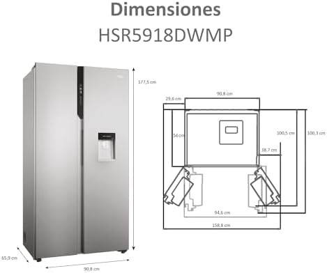 Haier HSR5918DWMP Libera installazione 521 L Platino, Acciaio inox