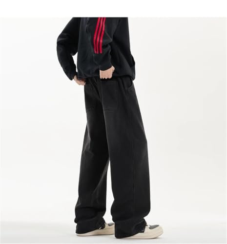 Men's Washed Jeans Pants Unisex Drawstring Denim Pants Male Streetwear Korean Loose Trousers Jeans3