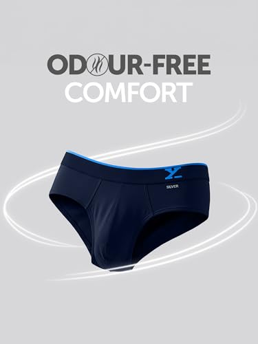 Image of XYXX Men's Traq Super Combed Cotton Regular Fit Solid Antibacterial Briefs with No Marks Waistband (Pack of 2)