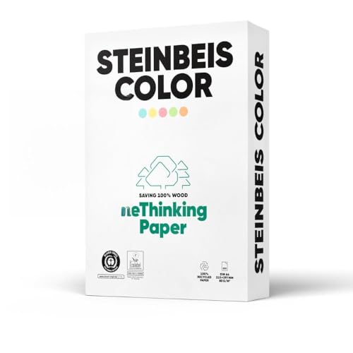 Steinbeis Color ReThinkingPaper Kopier-Papier – DIN A4 Recycling-Papier 80 g/m², Drucker-Papier ISO 20494, Pink, 5 x 500 Blatt