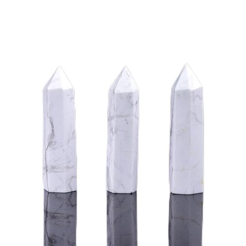 1pc Crystal Hexagonal Column Point Wand Stone Study Room Decoration Craft Ornaments (Color : Howlite)