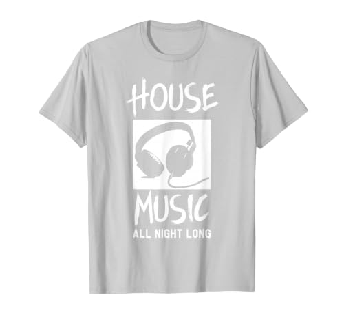 House Music All Night Long DJ T-Shirt T-Shirt, Men, Silver Grey, XX-Large