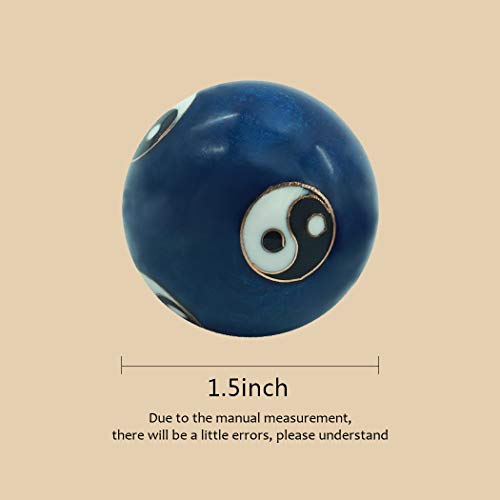 Brabud 1.4'' Cloisonne Health Hand Balls Carved Tai Chi Pattern Exercise Stress Balls Craft Collection Bs143 (S, Blue) #TOP1