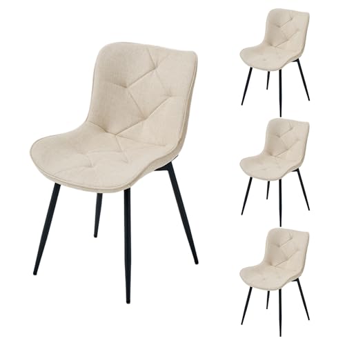 PPkrimnel Lot De 4 Chaises De Salle À Manger pour Cuisine Et Chambre, Chaises De Salon Rembourrées À Motif Diamant en Tissu Chenille, Chaises Ergonomiques...