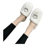 Gyios Damen Hausschuhe Herbst- Und Winter-plüsch-Hausschuhe Für Frauen, Flache, Lässige, Warme, Weiche Löschung Baumwollschuhe-weiß-38-39