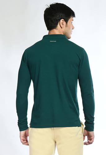 Image of USI Uni Style Image Men's Cotton Blend Cotton Blend Improved American Fit #Pik32 Full Sleeves Polo Shirt - Allure Blue