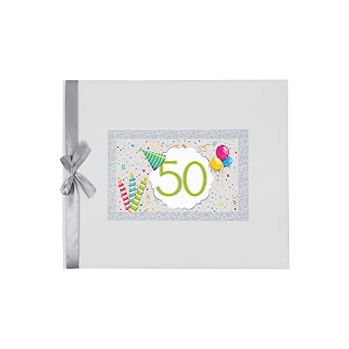 Miniatura 2 de Libro De Firmas 50 Cumpleaños Tapa Dura Con Marco Festivo Y Lazo Papel Natural 160g 64 Páginas Para Mensajes, Recuerdos Y Huellas Regalo Emotivo Para Fiesta Arguval