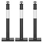 RoadHero 45 Inch Traffic Delineator Post Cones with Base, Black, 3 Pack