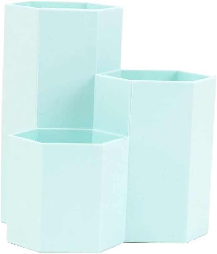 Handsome hexagonal candy colored high and low pen holder desktop brush comb circular storage box