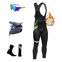 Cuissard Long Cyclisme Homme Hiver Thermique Windstopper – Bretelles + Coussin Haute Densité – Pantalon Vélo Froid