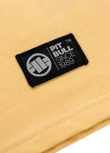 Pitbull Męski T-shirt, lekka bawełniana koszulka o regularnym kroju i okrągłym dekolcie, Pit Bull West Coast Ultra Light So Cal Tshirty z dużym nadrukiem na plecach, żółty, L