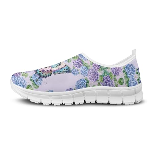 Image of Hummingbird Floral Print Lightweight Walking Shoes for Women Mesh Casual Sneakers Size 5-10.5