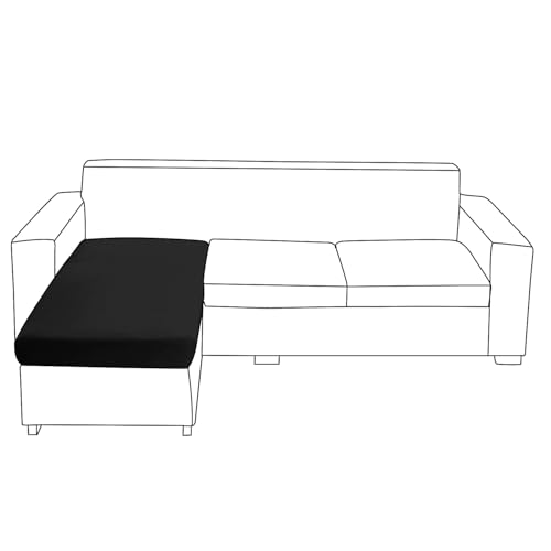 Image of HOKIPO 100% Waterproof Elastic 140gsm Chaise Cover Sectional Couch Covers for L Shaped Sofa, 1 Piece Chaise Cover, Black (AR-5355-BLK)