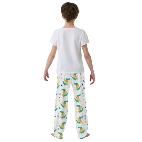 ZZXXB Alligator Surf Boys Long Pants Soft Trousers Elastic Waist Kids Lounge Bottoms with Pockets S-XL3