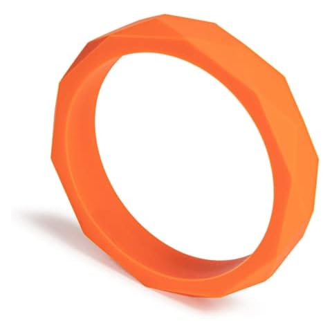 Silicone Teething Bangle, Stylish Bracelet for Mum, Safe Sensory Chew Toy for Babies and Toddlers, BPA Free Body-Safe Silicone Teething Jewellery (Orange) Cover