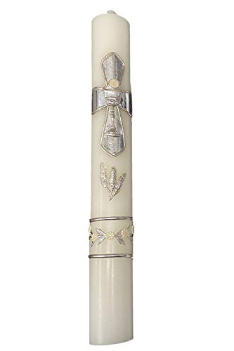 Lito First Communion Candle Set For Boys - White Silver Cross Candle Set Kit For Holy 1St Communion - (English) #TOP1