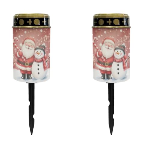 Image of Christmas Solar Memorial Lights for Graves 2 Pcs | Christmas santa outdoor flameless candle lamp, waterproof solar eternal lights for grave memorial gift