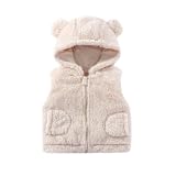 JiAmy Teddy Weste Kinder, Flauschige Fellweste Kinder mit Kapuze, Ärmelose Weste Kinder für Mädchen & Jungen, 4–5 Jahre
