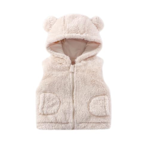 JiAmy Teddy Weste Kinder Flauschige Fellweste Kinder mit Kapuze Ärmelose Weste Kinder für Mädchen & Jungen 1218 Monate