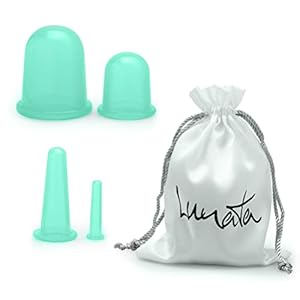Lunata 4 Set Anti Cellulite Massage Cup, Saugglocke, Schröpfglas gegen Orangenhaut, Vakuum Massagegerät, Silikon Cups, Saugglocke, Schröpfgläser, Farbe: Grün