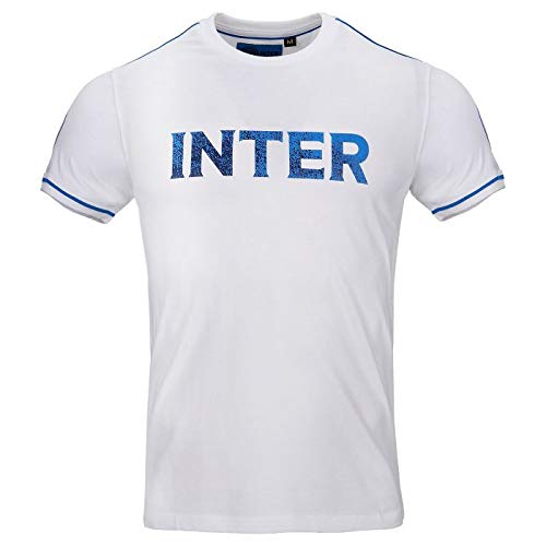 Inter T-Shirt Uomo Girocollo Manica Corta in Jersey, Bianco, M