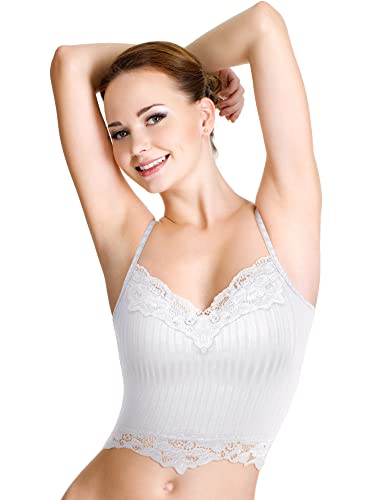 6 Pack Fairy Grunge Y2K Tops, Lace Patchwork Crop Tops Ribbed Knitted Cropped Cami Tank Top Y2K Clothing For Women Girls (Small) #TOP2