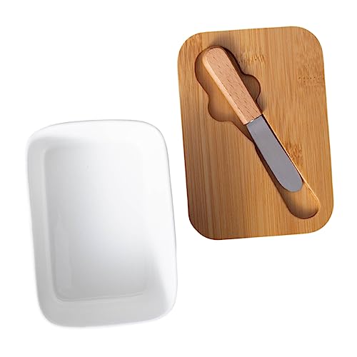 ZUNOXAZ cajas de almacenamiento de alimentos encargado de la mantequilla Soporte de mantequilla con tapa manteca envase pequeño plato de mantequilla con tapa vajilla para el hogar cerámica