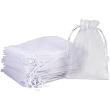 Organza-Beutel, weiß, mit Kordelzug, für Schmuck, Geschenke, durchsichtige...