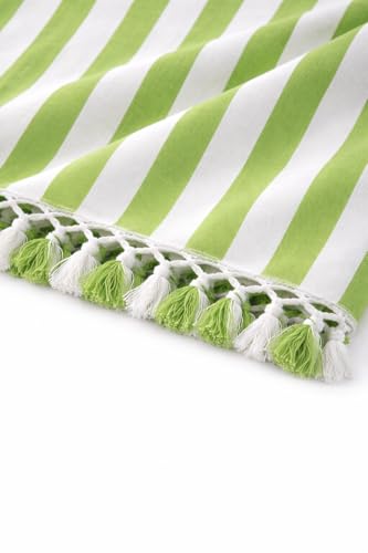 Image of Striped Bhagalpuri Chadar | Soft Cotton Single Layer Chadar for Summer | Odhne Wali Chadar for All Season Use Blanket (Green)