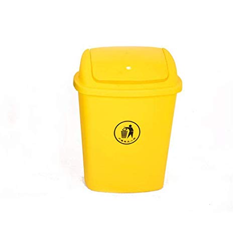 Trash Bin Wastebasket Trash Can Shake Cover Trash Can Outdoor Trash Bin School Mall Street Large Rubbish Bin Kitchen Plastic Recycling Waste Bin for Bathrooms Home Offices Yellow 60L (Yellow 60L)