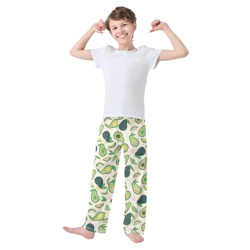 ZZXXB Tropical Avocado Pattern Boys Long Pants Soft Trousers Elastic Waist Kids Lounge Bottoms with Pockets S-XL2