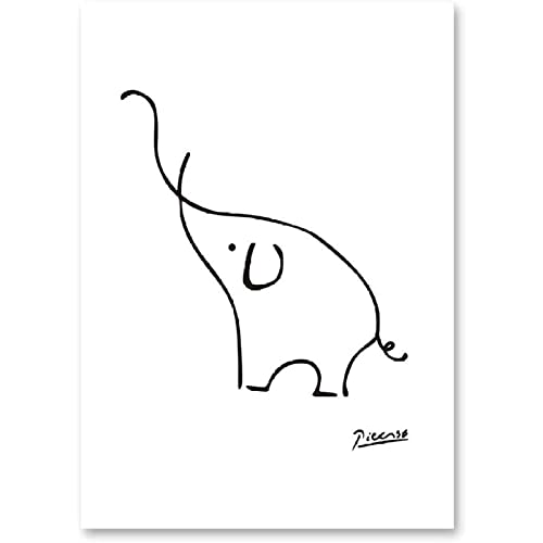 WTEVMAIY Picasso Elefant Linie Zeichnung Kunst Poster Pablo Leinwanddrucke...