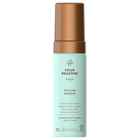 FOUR REASONS Hair Mousse - Natural Thickening & Volumizing for Fine Hair with Heat and Humidity Protection, Alcohol-Free, Phthalate-Free, Certified Organic, Vegan - 5.1 fl oz Cover
