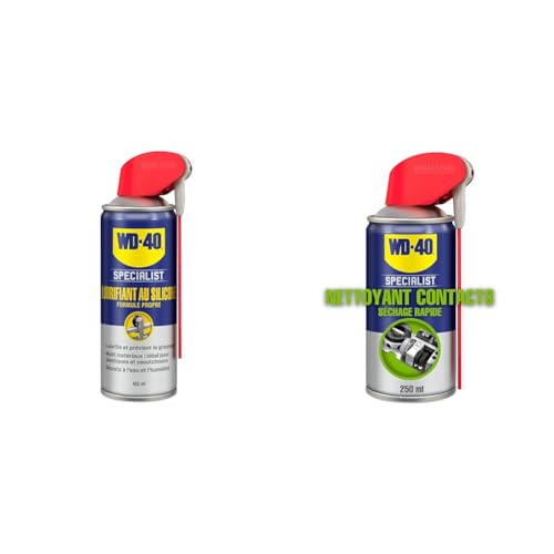 WD-40 Specialist • Lubrifiant Au Silicone • Spray Double Position • Formule Propre & Nettoyant Contact • Spray Double Position • Elimine huile, dépôts gras, poussière