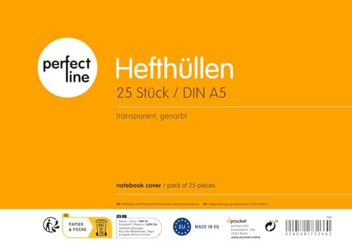 perfect line  25 koszulek DIN A5 przezroczystych, przezroczystych i groszkowanych, okładka na zeszyty z polipropylenu (PP) nadającego się do recyklingu (DIN-A5 (portretowy))