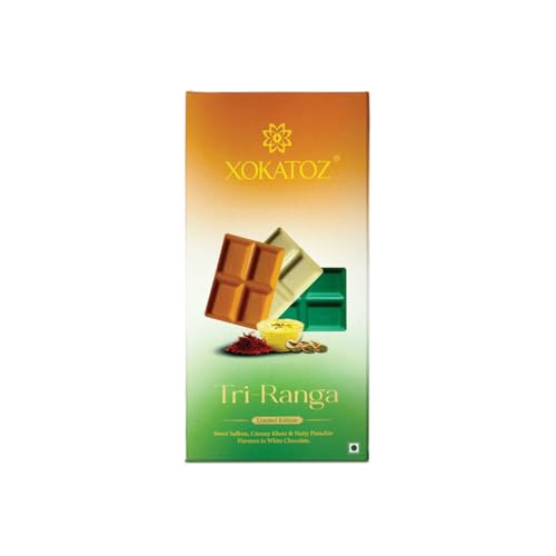 Image of XOKATOZ 3 in 1 Flavoured Exotic Premium Chocolate - 1 Tri-Ranga - Flavoured White Chocolate Bars - Gift Set - Pack of 1, 75 gm (75 gm x 1)