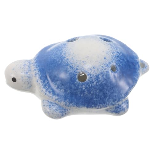 RUNROTOO Mini Ocarina in Navy Blue, 6 Hole Ceramic Wind Instrument for Beginners, Alto C Kawaii Decorative Pocket Ocarina for Party Favors and Music Education