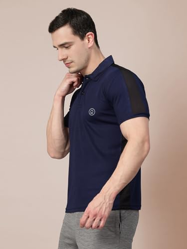 Image of CHKOKKO Men's Active Sports Wear Polo Half Sleeve Gym Tshirt with Button Collar Quick Dry Breathable Perfect for Workout Running Regular Fit Pack of 2