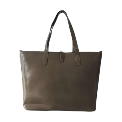 Arezzo Bolsa Tote Feminina em Couro Legítimo, Grande Eco Calf Shine com Chaveiro - Topo Grey
