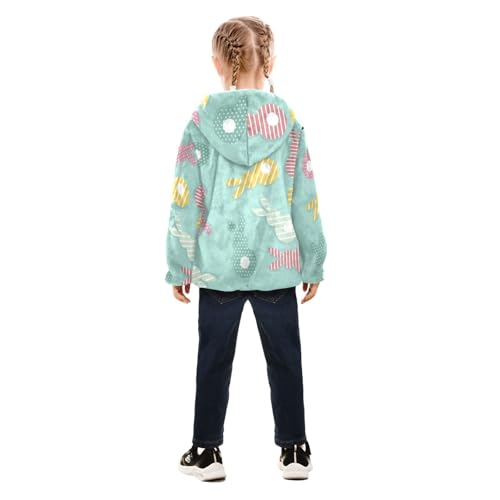 OTVEE Colorful Easter Bunny Kids Hoodie Jacket Fall Spring Full Zip Warm Outwear Coat4