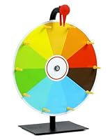QWORK® 30cm Farbe Glücksrad mit Metallständer, Tischplatte Rouletterad 10 Slots zum Reinigen Abwischen, für Lotto Spiel, Party-Event, Verkaufsförderung