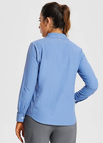 Baleaf Women's Long Sleeve Shirts Hiking Quick Dry Upf 50+ Sun Protection Shirt Nylon Breathable Safari Fishing Shirt Ashleigh Blue L #TOP5