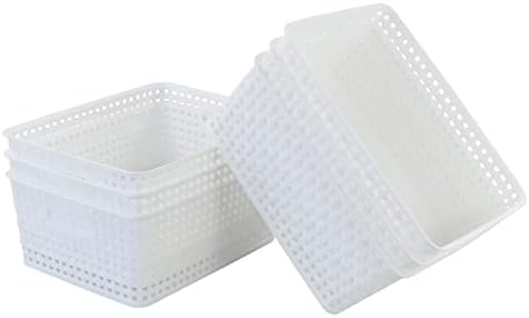 Annkky Plastic Weave Baskets, 6-Pack Office Kitchen Storage Baskets