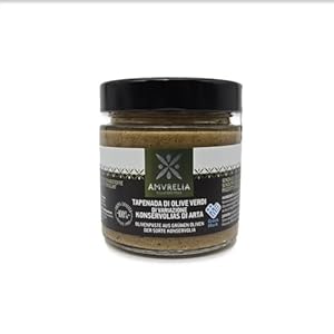 Griekse groene olijventapenade Conservulia di Arta van Amvrelia Kontodimas – 100% veganistisch, GMO-vrij, glutenvrij, 200 g – Ideaal voor aperitieven en gezonde recepten