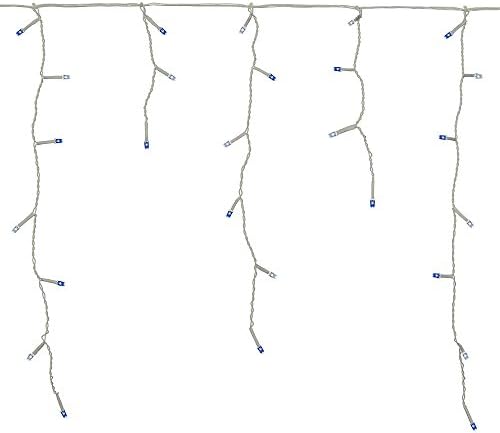 WeRChristmas 360 LED Snowing Icicle Christmas Lights String with Chasing/Static Settings with 18.8 m Cable, Blue and White